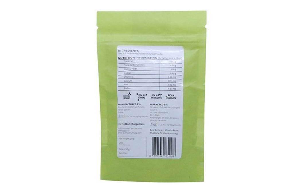 Nutty Yogi Organic Barley Grass Powder   Pack  70 grams